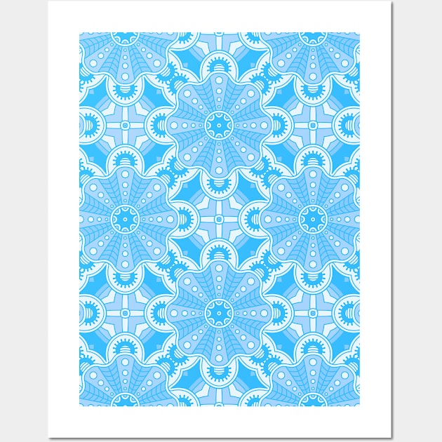 Ornamental floral mandala blue #4 Wall Art by GreekTavern